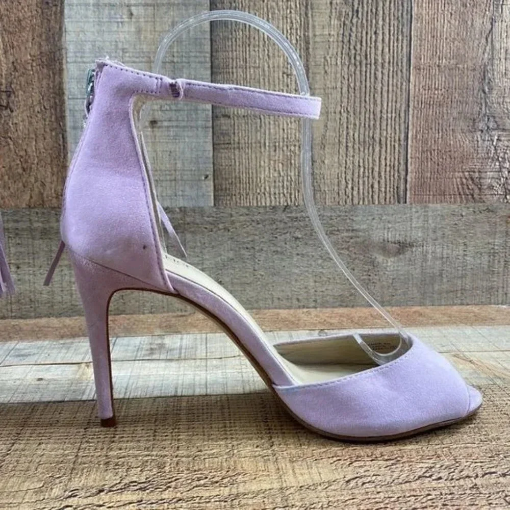 Botkier‎ New York Purple Suede Leather Tassel Slingback Heel Womens 8 Peep Toe